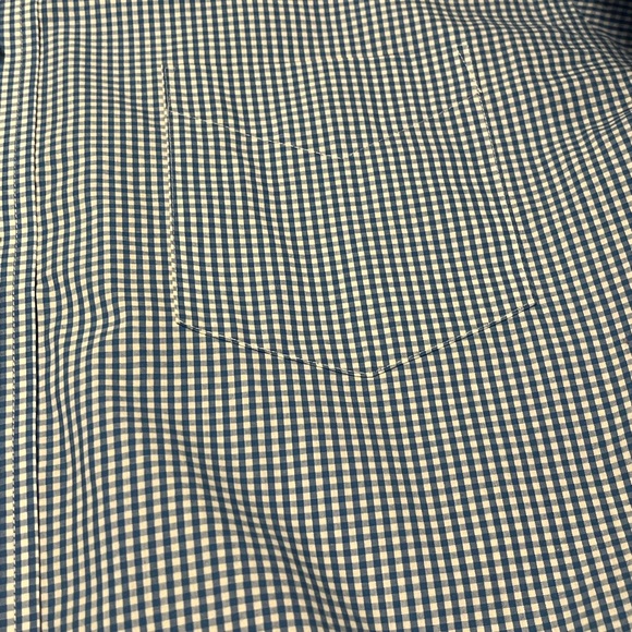Devon & Jones Large Button Down Checked Blue and White Long Sleeve Shirt - Picture 7 of 10